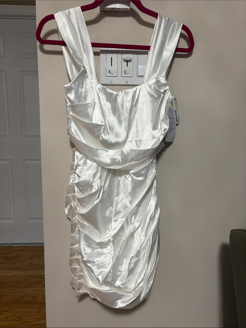 Alamour The Label Ivory Satin Ruched Mini Dress - Picture 3 of 12